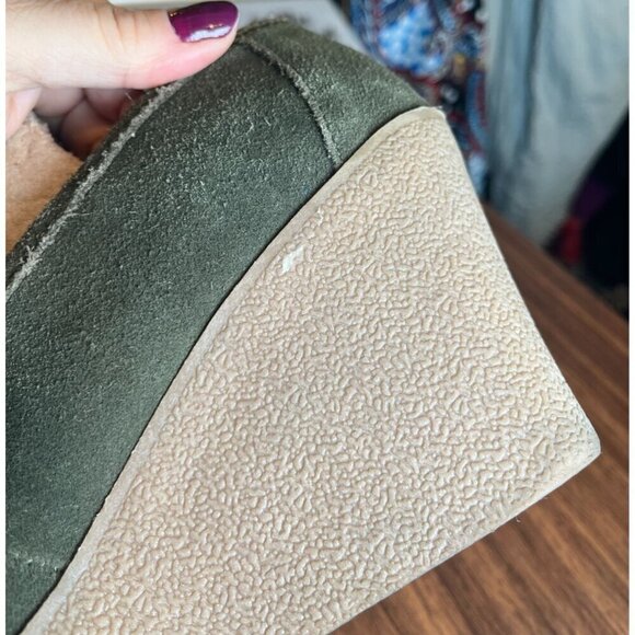 Mia Suede Wedge 10 Green Slip On Platform Boho Tassel Retro Hippie Indie Y2K 80s - Picture 12 of 14